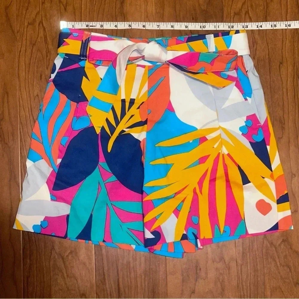 J. Crew Reimagined Multicolor Tropical Print Tie High Waist Shorts size 26 - Picture 4 of 4